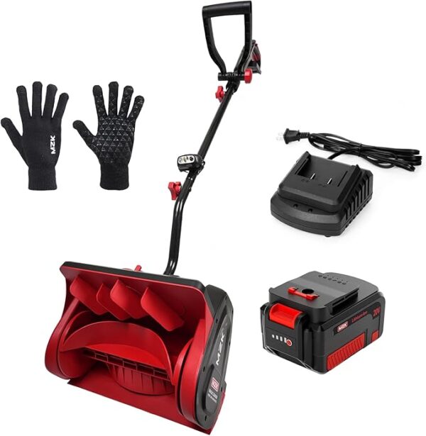 MZK 20V 13-Inch Cordless Electric Snow Shovel with Directional Plate - Battery Powered Snow Thrower & Adjustable Front Handle,Power Snow Shovel for Driveway