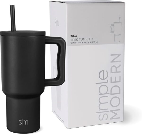 Simple Modern 30 oz Tumbler with Handle and Straw Lid | Insulated Cup Reusable Stainless Steel Water Bottle Travel Mug Cupholder Friendly |