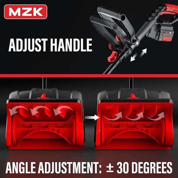 MZK 20V 13-Inch Cordless Electric Snow Shovel with Directional Plate - Battery Powered Snow Thrower & Adjustable Front Handle,Power Snow Shovel for Driveway - Image 3