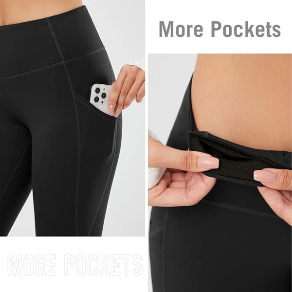 BALEAF Women's Fleece Lined Leggings Thermal Warm Winter Tights High Waisted Yoga Pants Cold Weather with Pockets - Image 4