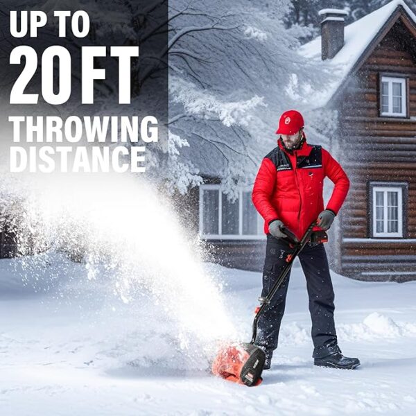 MZK 20V 13-Inch Cordless Electric Snow Shovel with Directional Plate - Battery Powered Snow Thrower & Adjustable Front Handle,Power Snow Shovel for Driveway - Image 2