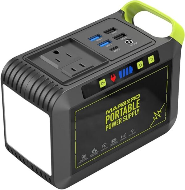 MARBERO Portable Power Station 88Wh Camping Lithium Battery Solar Generator Fast Charging with AC Outlet 120W Peak Power Bank(Solar Panel