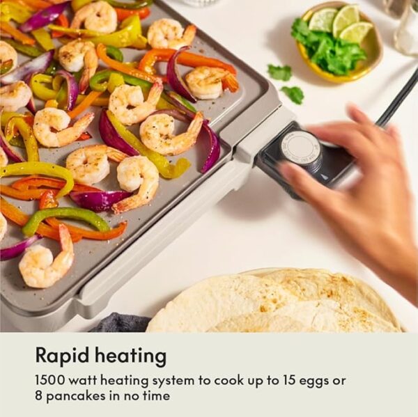 bella 12" x 22" Electric Griddle with EverGood™ Ceramic Nonstick Coating, Removable Temperature Probe, Dishwasher-Safe Drip Tray & - Image 3