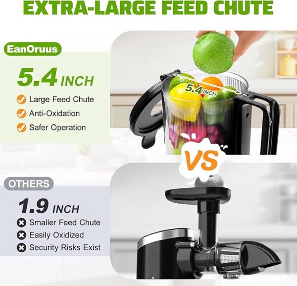 Cold Press Juicer, 400w Slow Juicer Machines with 5.4" Wide Feed Chute, Masticating Juicer - Image 2