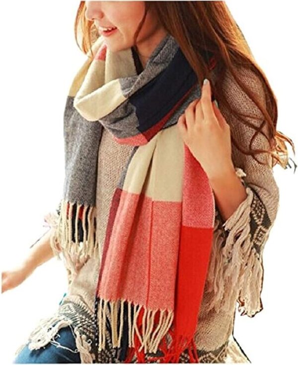 YSense Women's Long Plaid Blanket Scarf Chunky Oversized Winter Fall