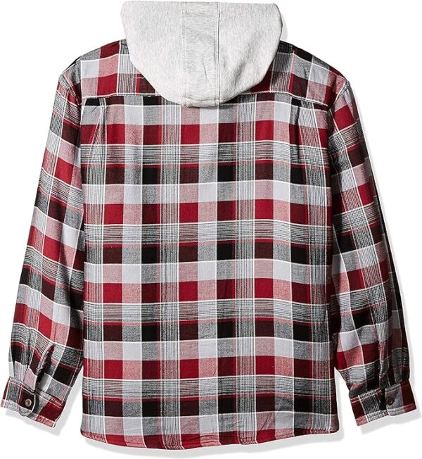 Wrangler Authentics Men's Long Sleeve Quilted Lined Flannel Shirt Jacket with Hood - Image 2