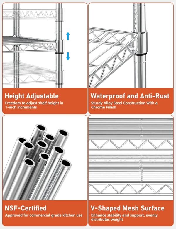 YSSOA 3-Tier Heavy Duty Storage Shelves 750Lb Capacity, 24.02" D x 13.78" W x 21.97" - Image 2