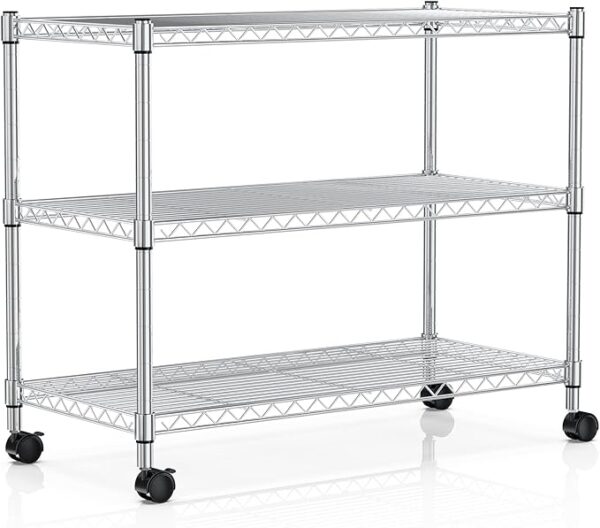 YSSOA 3-Tier Heavy Duty Storage Shelves 750Lb Capacity, 24.02" D x 13.78" W x 21.97"