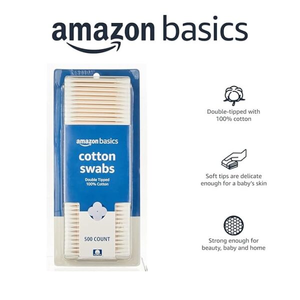 Amazon Basics Cotton Swabs, 500 Count - Image 2